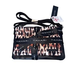 NWT Tahari Set of 2 Bags Black Crossbody & Leopard Print Wristlet Retail $79 New
